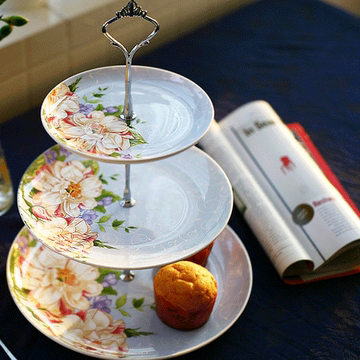 下午茶茶具水果盘创意欧式骨瓷陶瓷餐具三层果盘干鲜果盘点心盘子