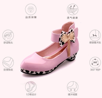 2015新款女童皮鞋 韩版公主鞋蝴蝶结高跟舞蹈鞋 儿童鞋包头单鞋