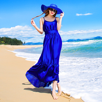2015夏吊带韩国修身显瘦抹胸连衣裙波西米亚海边度假沙滩裙长裙大