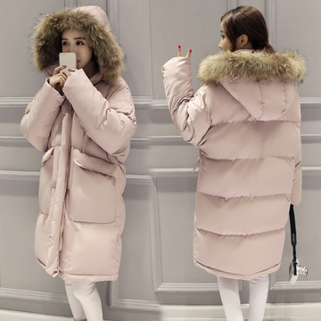 2015冬装新款中长款女装外套气质面包服宽松连帽棉衣女加厚防寒潮