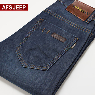 Afs Jeep/战地吉普夏季新品男士牛仔裤大码修身商务透气男装长裤