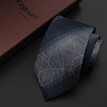 KAYJOUN男正装商务领带手系拉链可任选灰色蚕领带礼盒
