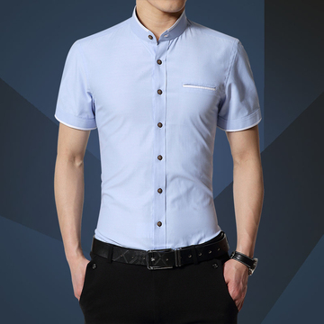 夏季韩版男士薄款短袖衬衫棉麻透气商务大码免烫青年修身纯色衬衣