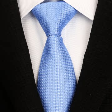 天蓝色碎花纹桑蚕丝领带男士商务正装真丝领带送礼盒装精品职业装