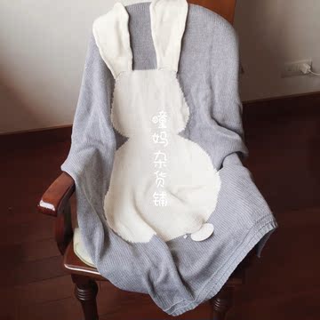 无敌萌～宝宝婴儿儿童ins毛毯 秋冬新款立体小兔子耳朵针织盖毯子