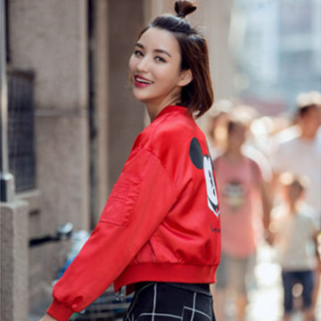 韩国东大门2016秋季女装新款迪斯尼米奇短外套减龄可爱棒球服夹克