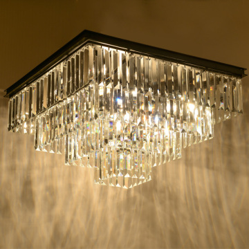 欧式田园正方形水晶吊灯奢华客厅餐厅个性吸顶灯美式铁艺水晶灯具