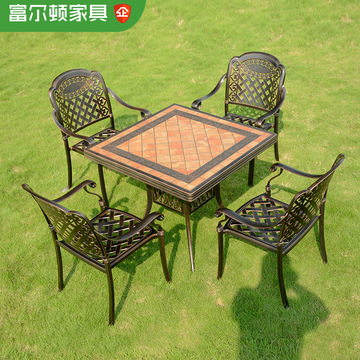 户外桌椅五件套装休闲铁艺铸铝花园阳台桌椅别墅庭院桌椅组合家具