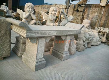 天然花岗岩石雕刻供桌 祠堂寺庙神佛前摆件 复古长石桌烛台供桌