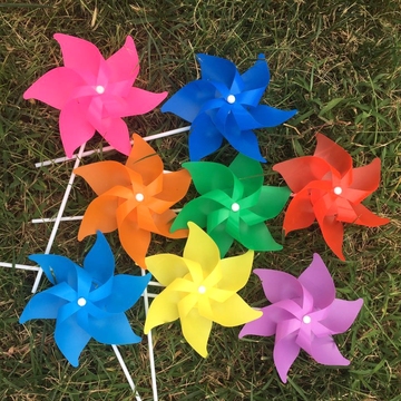 六叶纯色风车玩具批發塑料加厚花型幼儿园景区户外装饰定制LOGO