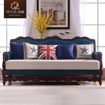 美式皮艺沙发单人组合大小户型客厅美式乡村123组合沙发客厅沙发