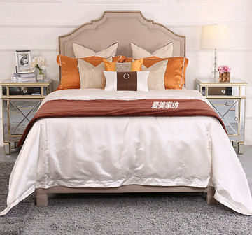 新中式现代简约橙红色多件套家居装饰床品别墅样板房床品含芯