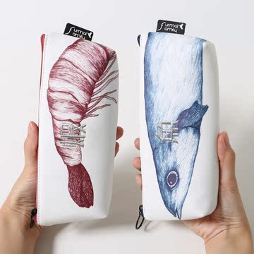 韩国大容量咸鱼笔袋 创意简约男女帆布铅笔盒鲫鱼笔袋文具收纳袋