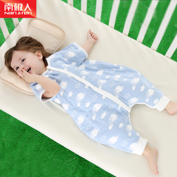 婴儿睡袋夏季纯棉46层纱布蘑菇宝宝分腿睡袋儿童防踢被春夏薄款