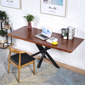 美式家用台式松木电脑桌实木双人书桌简约长条办公桌写字台工作台