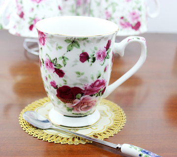 骨瓷咖啡杯陶瓷创意马克杯牛奶杯高脚水杯欧式简约田园下午茶杯子