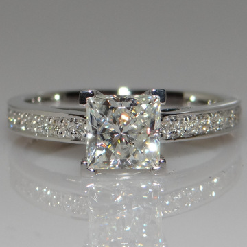 微镶公主正方钻戒指S925纯银方形克拉钻戒女仿真钻石求婚结婚戒子