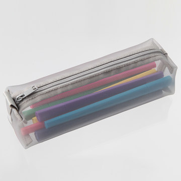 【现货】 MUJI无印良品 超大容量尼龙网状透明笔袋 文具袋笔盒