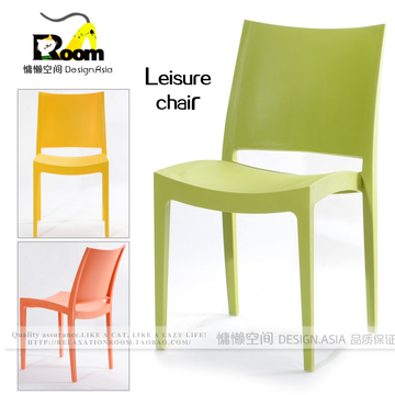 欧式休闲加厚塑料椅子餐椅户外工程椅彩色咖啡厅简约白色等位椅