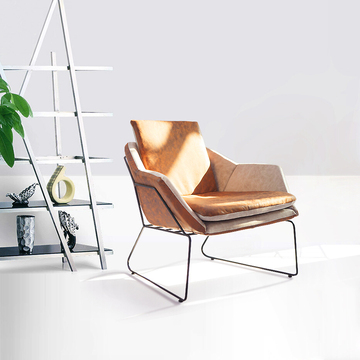 北欧简约客厅创意设计师沙发椅单人咖啡厅网咖休闲铁艺沙发椅