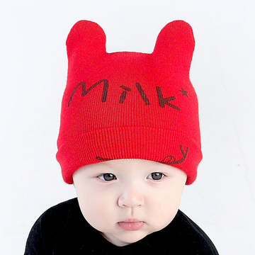 婴儿帽子秋冬款0-3-6-12个月新生幼儿胎帽宝宝帽男女童韩版毛线帽