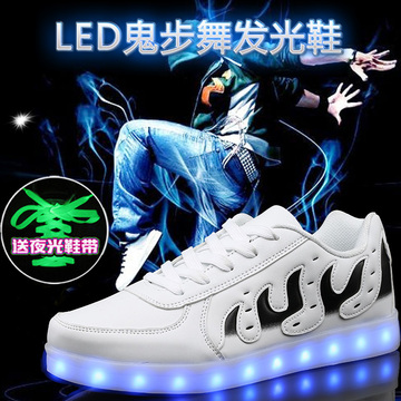 大码发光鞋男LED七彩灯USB充电韩版休闲运动鞋荧光鬼步舞鞋子男鞋