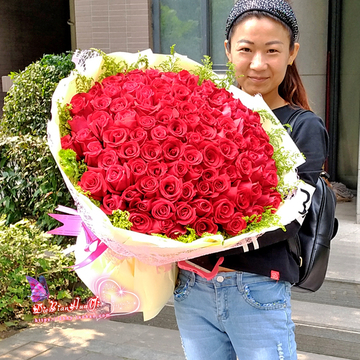 西安鲜花同城速递光棍节99朵红玫瑰花束求婚浪漫生日礼物示爱祝福