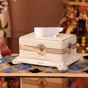 纸巾盒陶瓷客厅欧式装饰品摆件创意抽纸盒酒店餐厅摆设高档餐巾盒