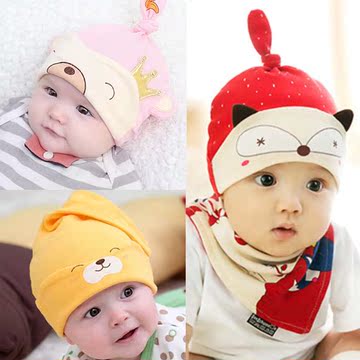 新生儿帽子胎帽婴儿帽子0-3-6-12个月春秋季男女宝宝帽子纯棉秋冬