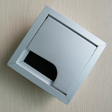 现货铝合金线盒带毛刷线盒穿线孔盖 办公桌穿线盒长方形 80*80mm