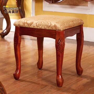 美式梳妆凳欧式全实木化妆凳 换凳鞋坐凳古筝凳钢琴凳复古小凳子