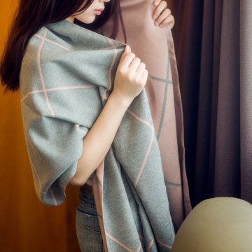 2016围巾女秋冬季新款双面仿羊绒大格子围巾加厚韩版保暖超大披肩