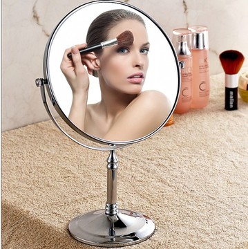 全铜美容镜 化妆镜 浴室镜子 6寸8寸可选 能放大 圆形立式镜子
