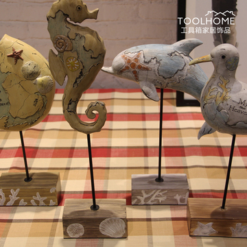 TOOLHOME地中海风格摆件 海豚海马海鸟海螺摆件 美式复古家居饰品