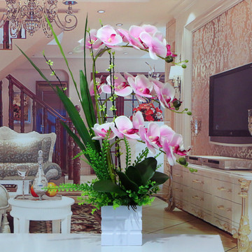 包邮仿真花套装蝴蝶兰盆栽客厅摆件家居装饰花假花塑料花