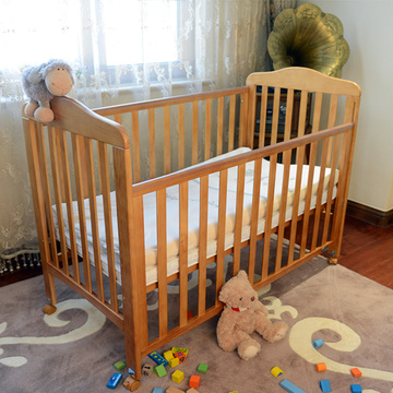 618大促 原装出口白色实木多功能婴儿床儿童床 宝宝床bb床童床