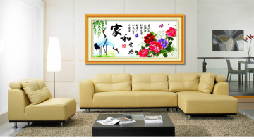 纯手工十字绣成品新款客厅中国风系列家和万事兴家和业兴仙鹤牡丹