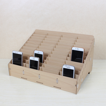 百宝箱桌面手机收纳管理盒创意木质办公会议多格整理架手机架