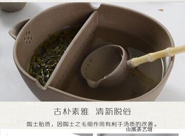 新款陶土干泡碗分茶器送茶勺 台湾碗泡泡茶壶 功夫茶具零配件包邮