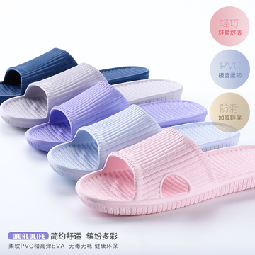 日本进口创意情侣居家拖鞋 夏季简约家用男女浴室防滑鞋厚底凉鞋