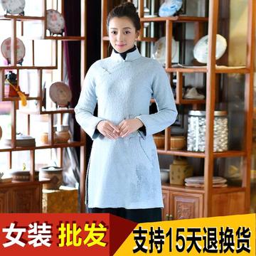 2016佛笑缘之开落自在羊毛中式上衣中国风女装手绘荷花女预售L053