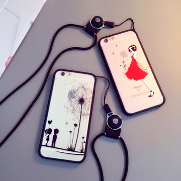 苹果iphone6s 6plus手机壳保护套4.7日韩硅胶套7代带挂绳防摔外壳