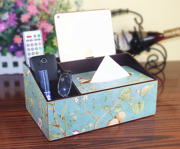 美式木制多功能纸巾盒抽纸盒 欧式田园复古遥控器收纳盒客厅创意