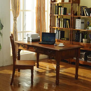 纯实木大书桌简约欧式写字台长书法桌实木书桌红椿木成都实木家具