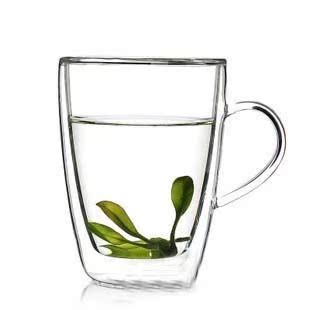 双层玻璃杯 玻璃水杯 茶杯 咖啡杯 牛奶杯 带盖带把 创意透明杯子