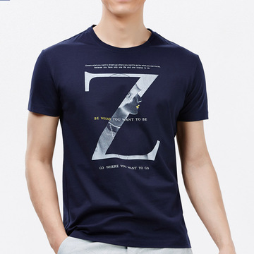 2016夏季新品男装圆领休闲字母印花短袖T恤修身型男式t恤衫