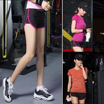 运动短裤女韩国健身跑步瑜伽马拉松速干抽绳黑色宽松外搭3分裤