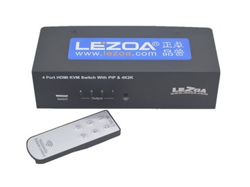卓普4进1出4画面HDMI分割切换器带红外遥控（LEZOA HKR04)