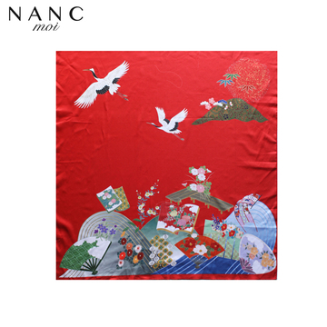 nancmoi2016原创设计定制女装春秋款仙鹤两色丝巾