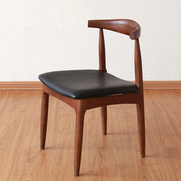 奇思妙想北欧实木椅子餐桌椅白橡木实木餐椅原木椅创意靠背牛角椅